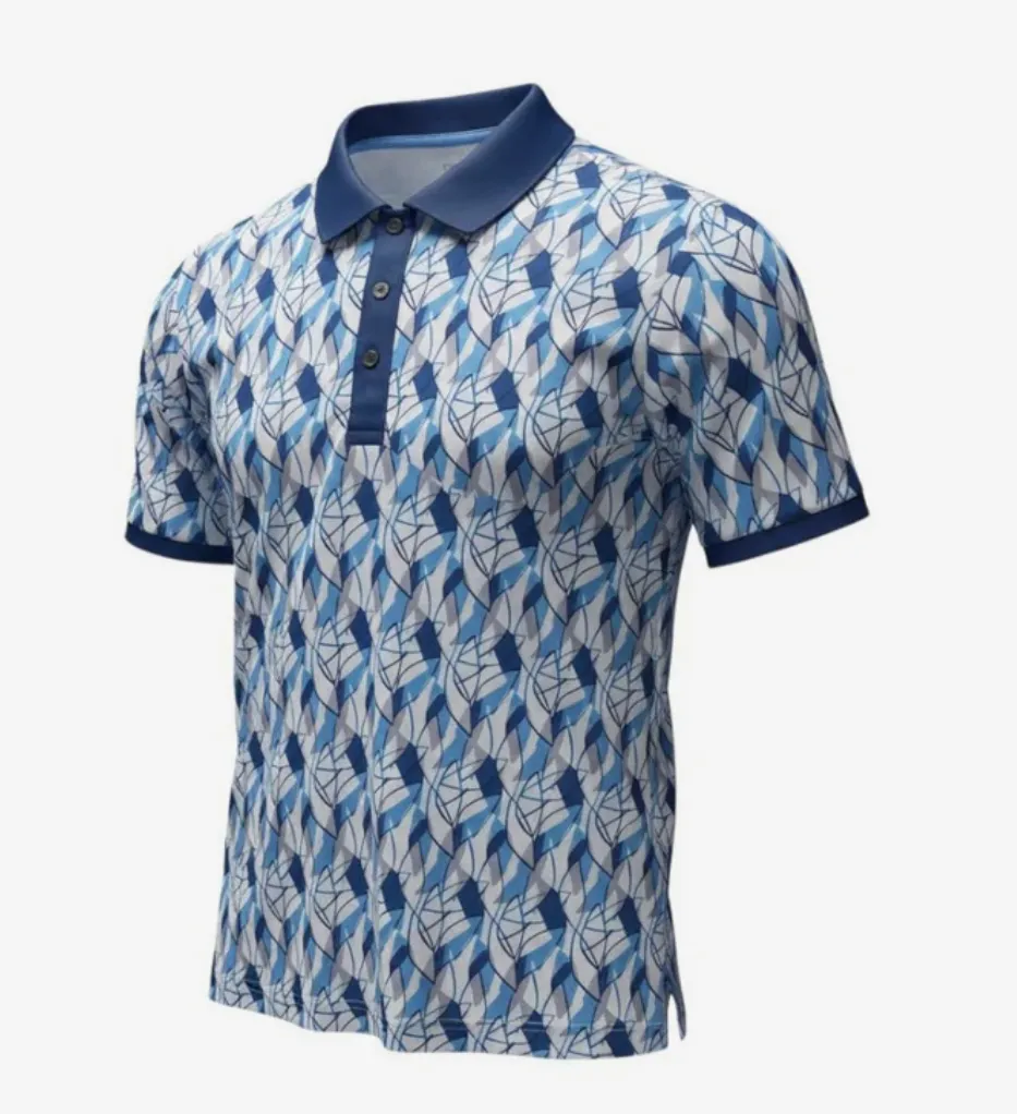 Cutter and Buck Womens Golf Shirts | Birdie Foliage Print | Navy