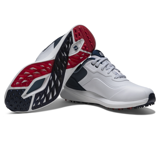 [56949075W] Footjoy Mens Golf Shoes | Pro SL | White-Blue-Red 15 (UK6.5)