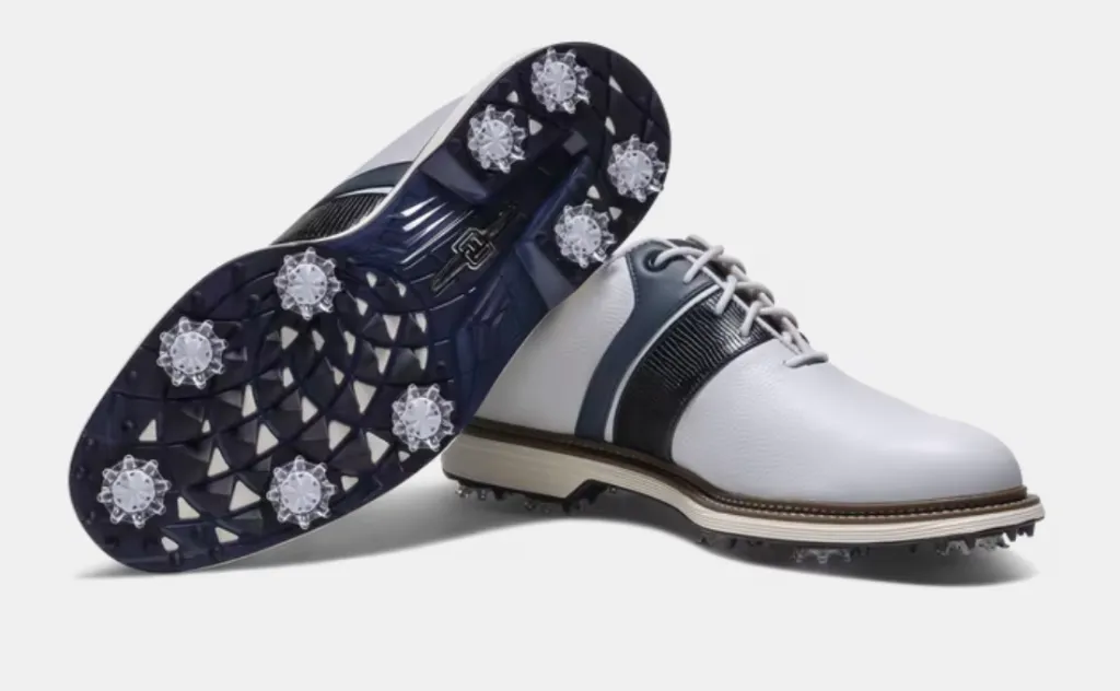 [54563075W] Footjoy Mens Golf Shoes | Premiere Series Packard | White-Navy-White (UK6.5)