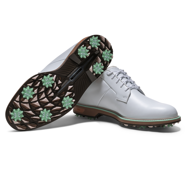 [HOS-1474] Footjoy Mens Golf Shoes | Premiere Series Field | White-Tan-Mint (UK6.5)