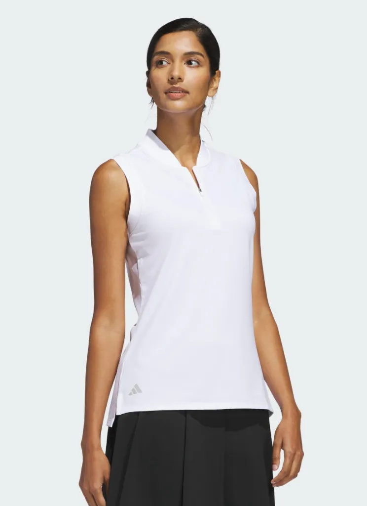 Adidas Womens Shirt | Ultimate365 Printed Sleeveless Polo | White
