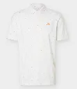 Adidas Mens Golf Shirt | Performance Textured Print | White/yellow