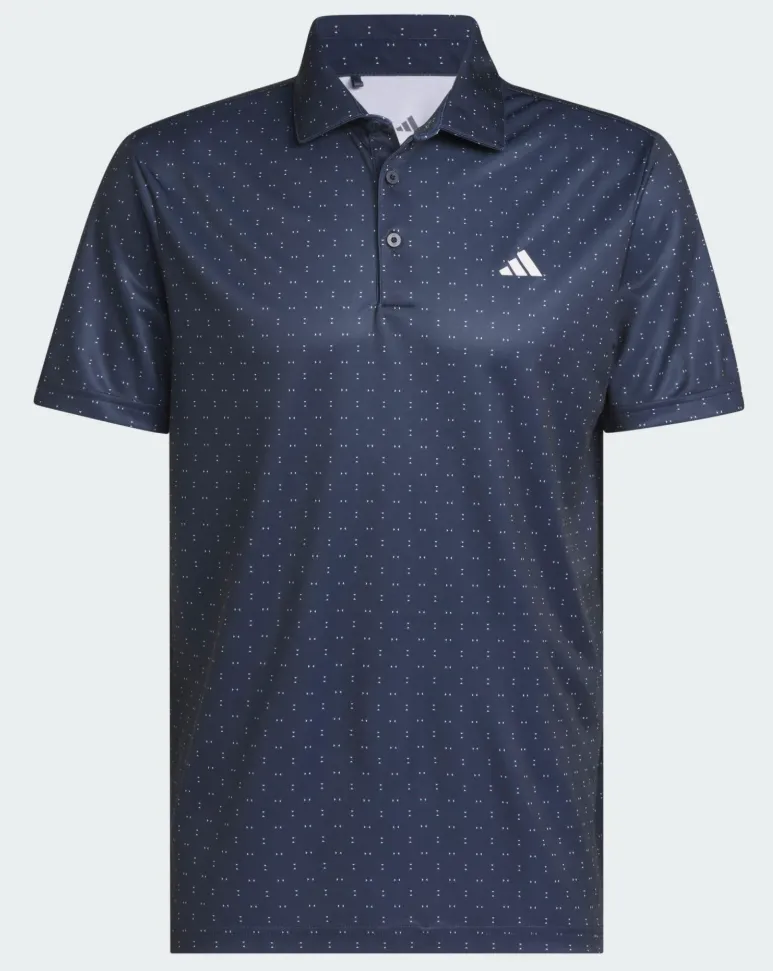 [KC1115S] Adidas Mens Golf Shirt | Performance Textured Print | Blue (S)