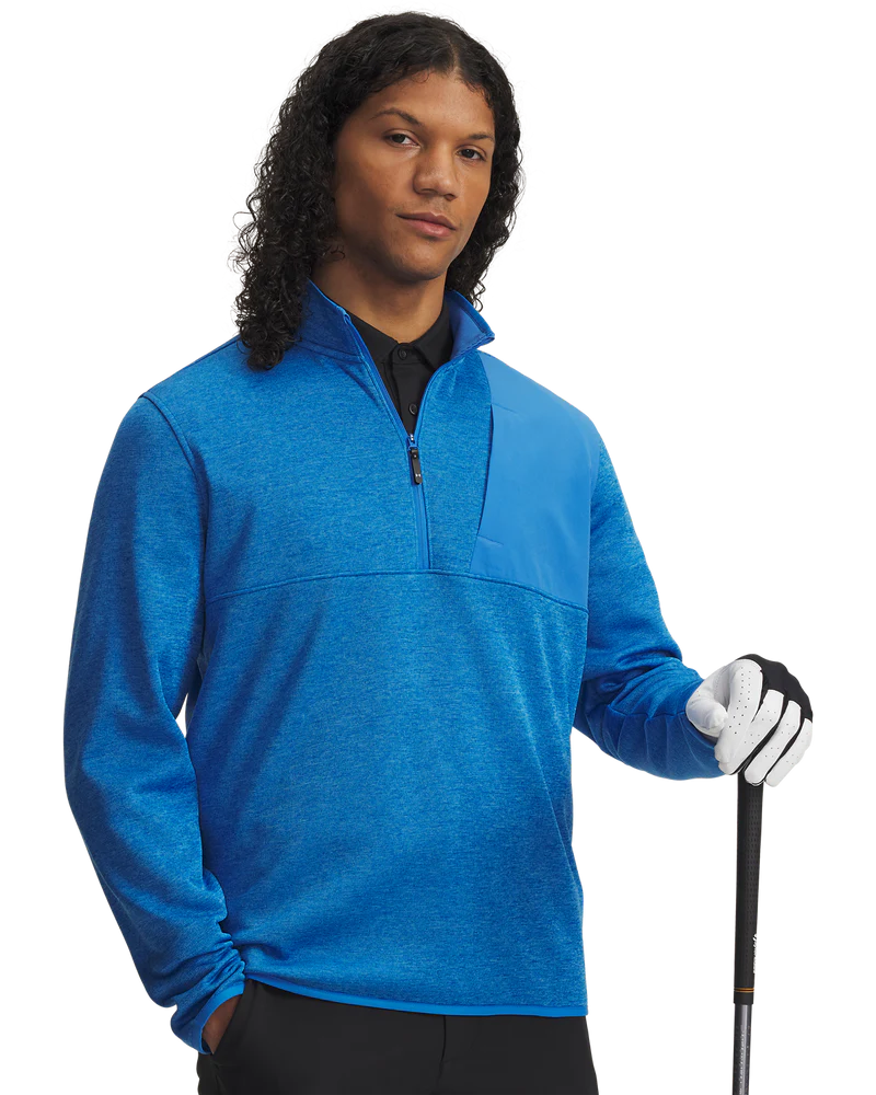 [6005671-402-SM] Under Armour Mens Golf Jersey | Drive SweaterFleece | Blue Atlantis (S)