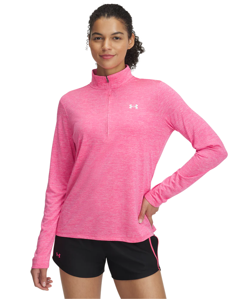 [1384225-672-SM] Under Armour Womens Jersey | Tech 2.0 1-2 Zip | Super Pink (S)