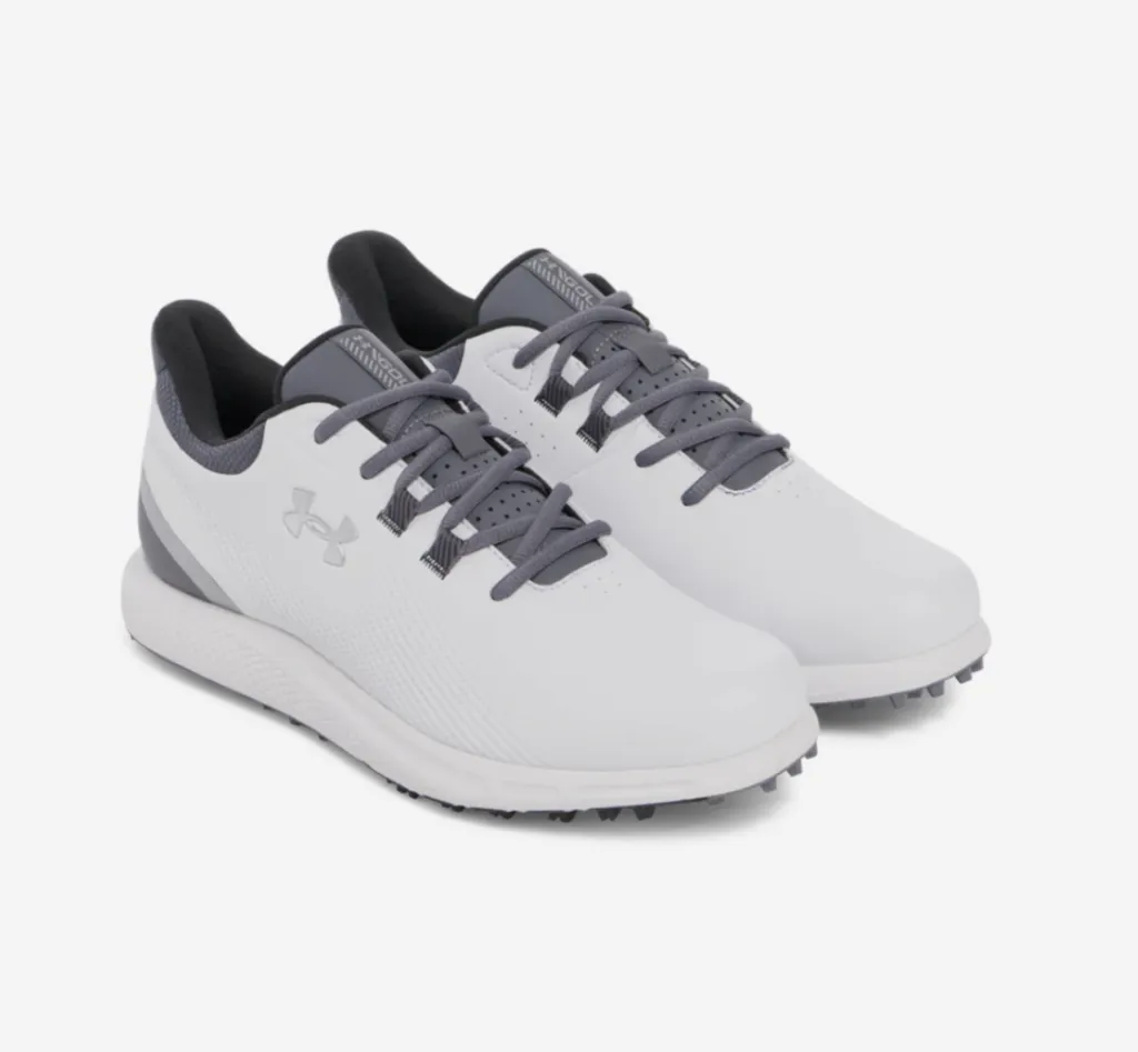 [3028240-100-7-5] Under Armour Mens Golf Shoes | Drive Medal Spikeless | White-Silver (UK6.5)