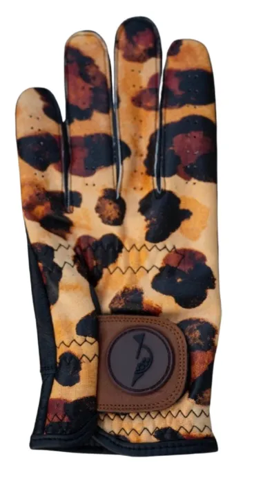 [59895569] Hooked Womens Golf Gloves | Leopard Print (Right, S)