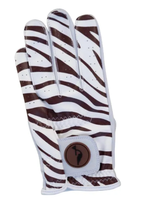 [39795569] Hooked Mens Golf Gloves | Zebra Print (Right, S)