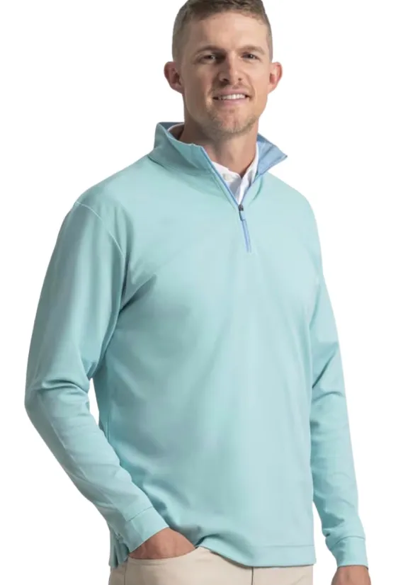 [39292S] Footjoy Mens Golf Pullover | EU Ottoman | Stripe Chill-Out | Blue Reef (S)