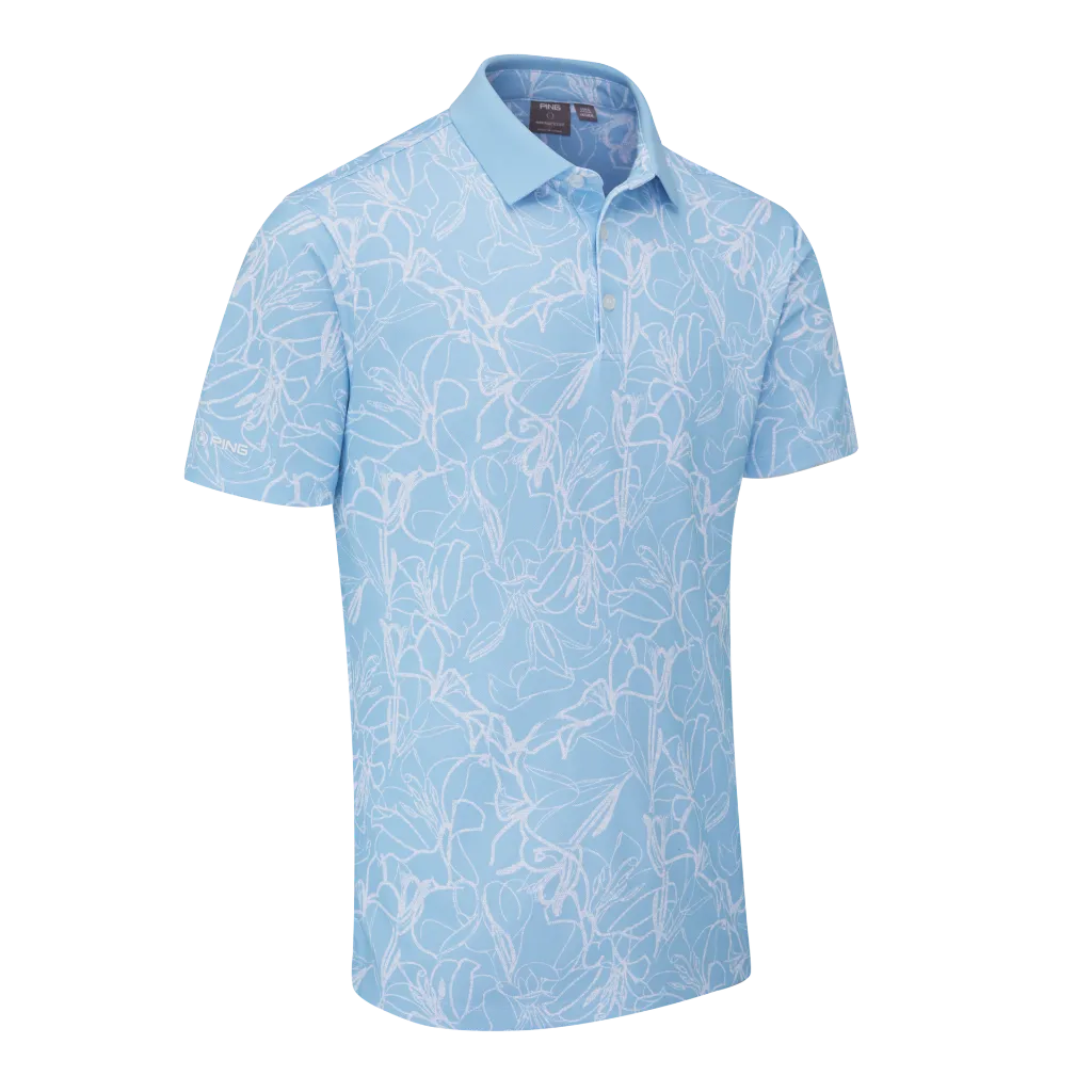 [20ORL-BS-S] Ping Mens Golf Shirts | Orlando Polo | Baltic Sea-White (S)
