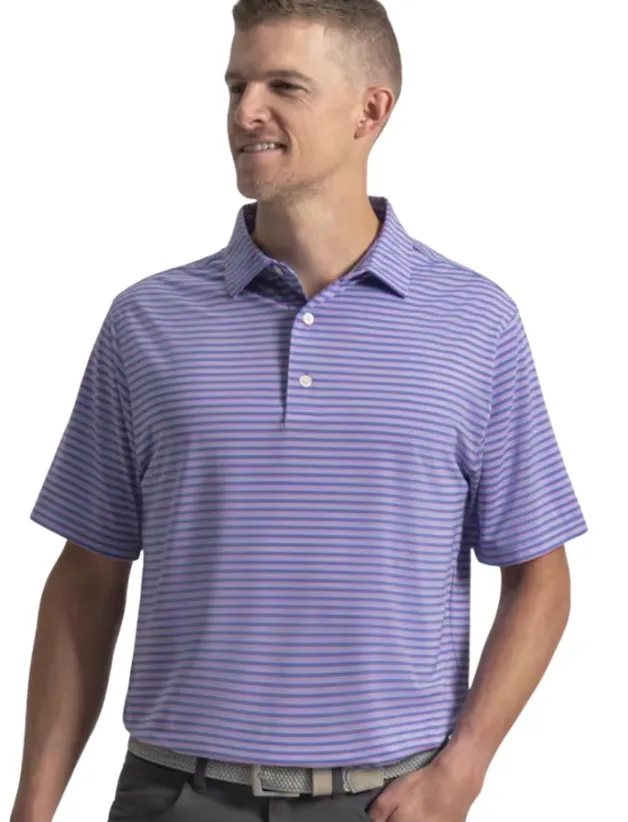 [39270S] Footjoy Mens Golf Shirt | EU Shadow | Stripe Lisle | Violet (S)