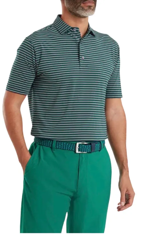 [39271S] Footjoy Mens Golf Shirt | EU Shadow | Stripe Lisle | Navy (S)