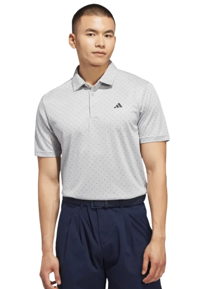 Adidas Mens Golf Shirt | PERF TXT Print | Grey-Black