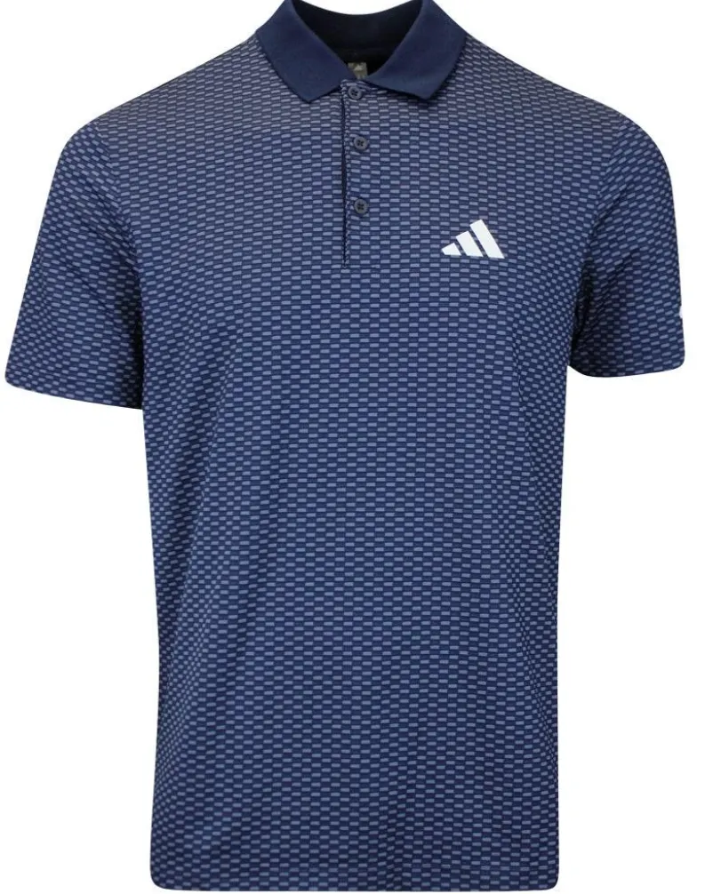 [JY5464s] Adidas Mens Golf Shirt | PERF TXT Print |  WOSA-CONAVY (S)
