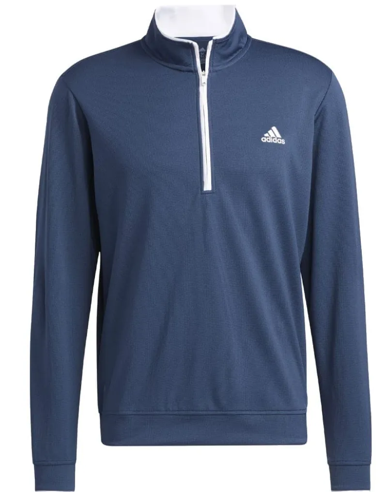 [IU4511S] Adidas Mens Golf Sweatshirt | Light Weight | Quarter Zip | Navy-White (S)