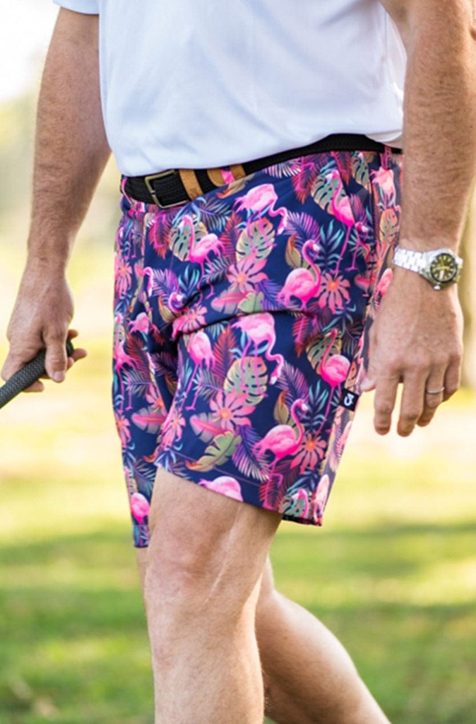 [CAMFS30] Custom Apparel Mens Golf Shorts | Funky (Vibrant Mingos, 30)