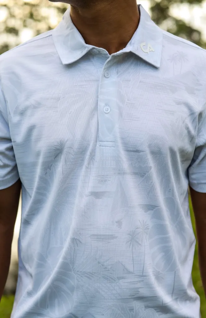 [HOS-1966] Custom Apparel Mens Golf Shirt | Statement | Ice White Caribbean (S)