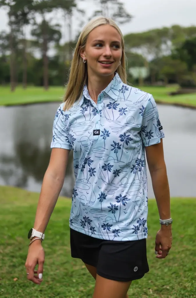 [HOS-2085] Custom Apparel Womens Funky Golf Shirt | Island Lines (S)