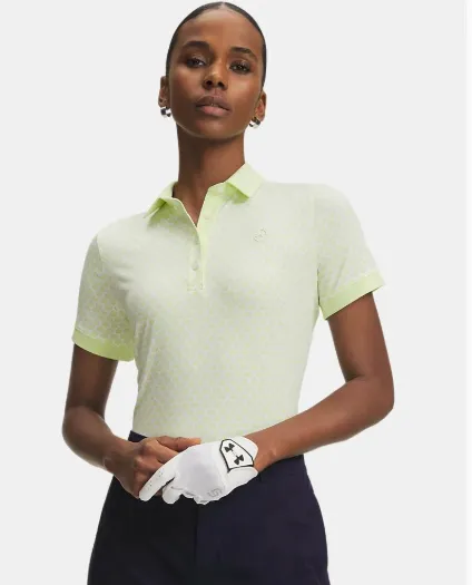 [6009806-391-MD] Under Armour Womens Golf Shirt | Dry Printed Polo | Fade Green (M)