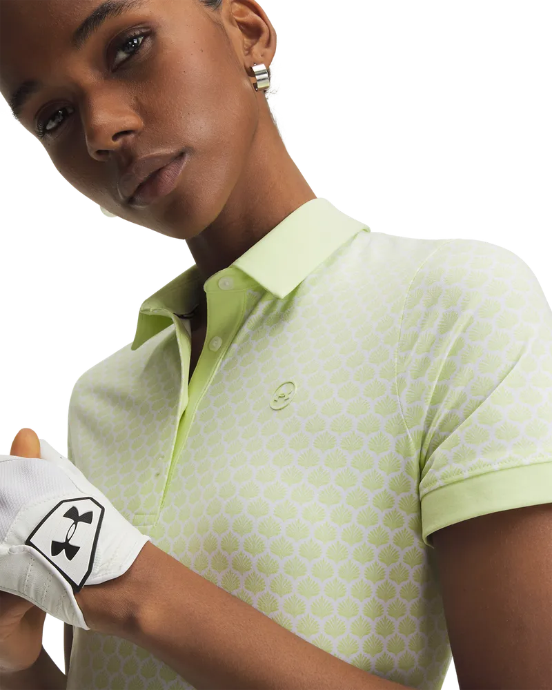 [6009806-391-MD] Under Armour Womens Golf Shirt | Dry Printed Polo | Fade Green (M)