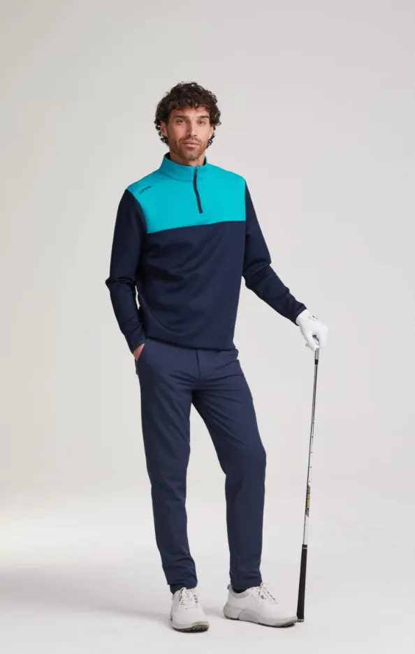 Ping Mens Golf Midlayer | Kniver | Quarter Zip | Navy-Turquoise