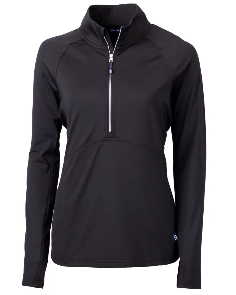 [2201714G-51] Cutter and Buck Womens Golf Pullover | Adapt Eco | Quarter Zip | Black (S)