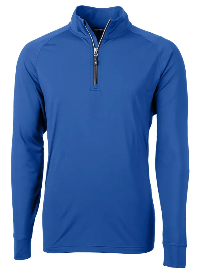 Cutter and Buck Mens Golf Pullover | Adapt Eco | Quarter Zip | Ocean Blue