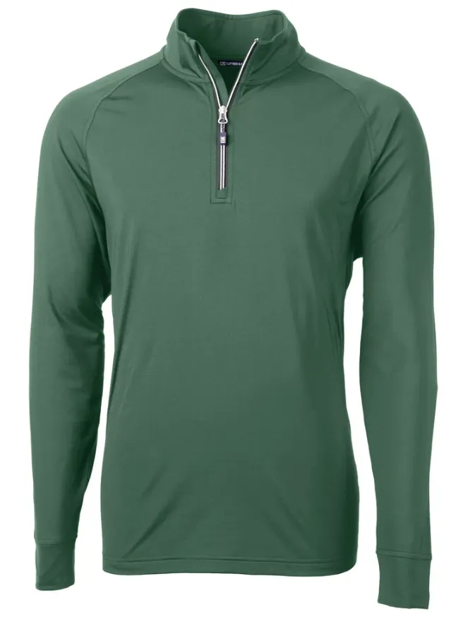 Cutter and Buck Mens Golf Pullover | Adapt Eco | Quarter Zip | Hunter Green