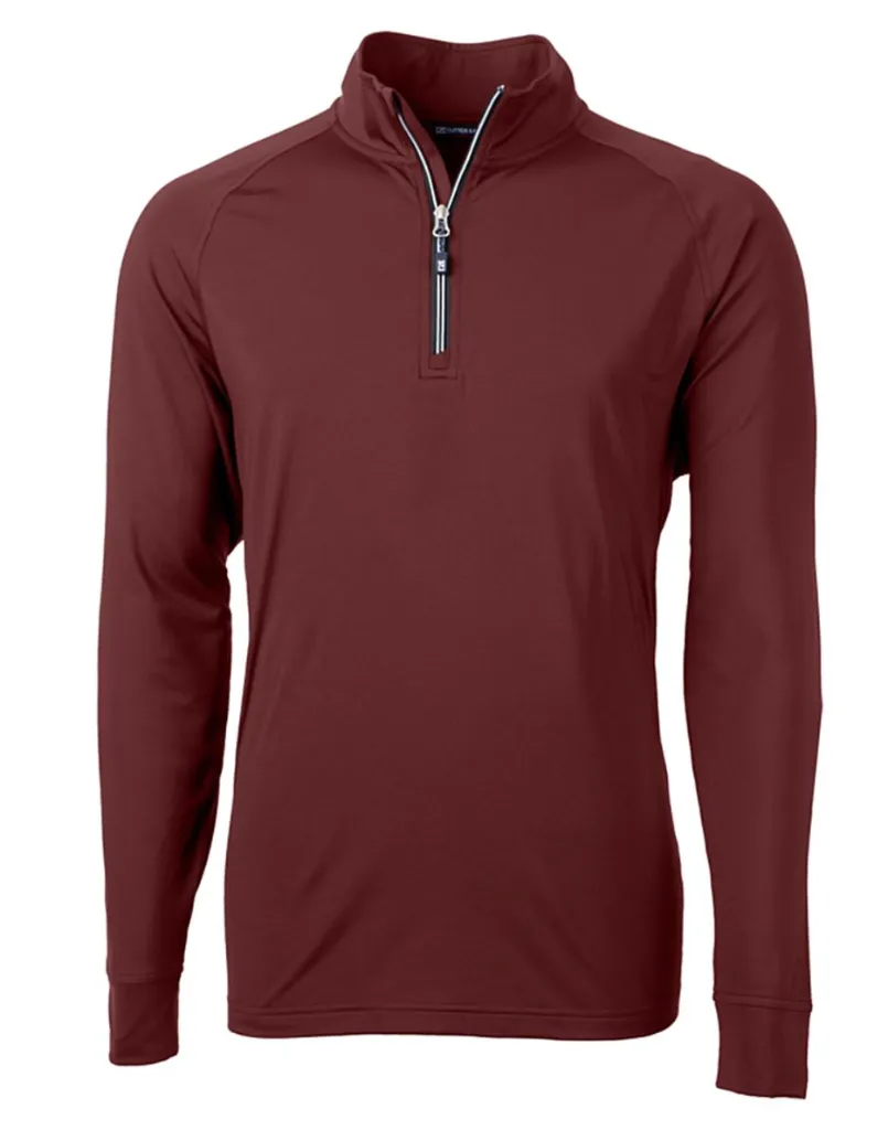 [2602302G-01] Cutter and Buck Mens Golf Pullover | Adapt Eco | Quarter Zip | Burgundy (S)