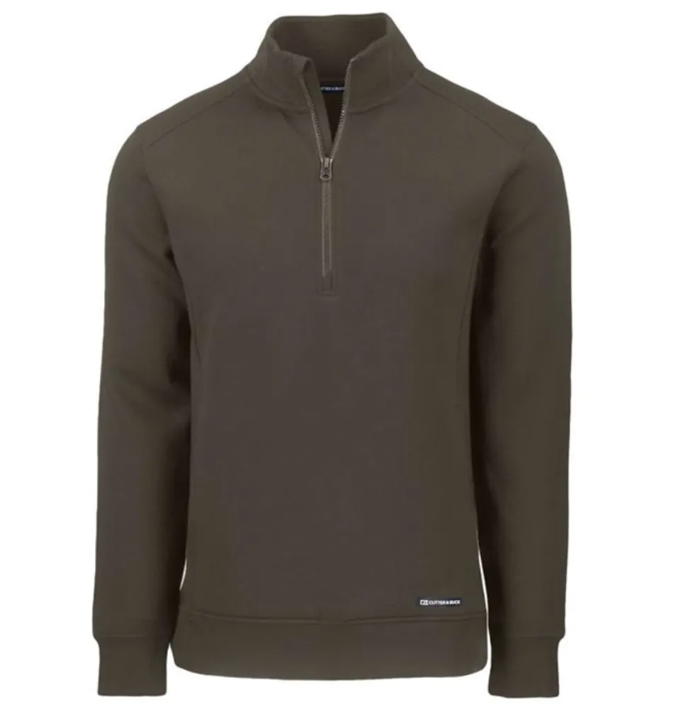 [2602411G-01] Cutter and Buck Mens Golf Pullover | Roam Eco | Quarter Zip | Olive Green (S)