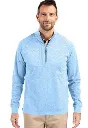 Cutter and Buck Mens Golf Pullover | Adapt Eco Branded | Quarter Zip | Heather Blue