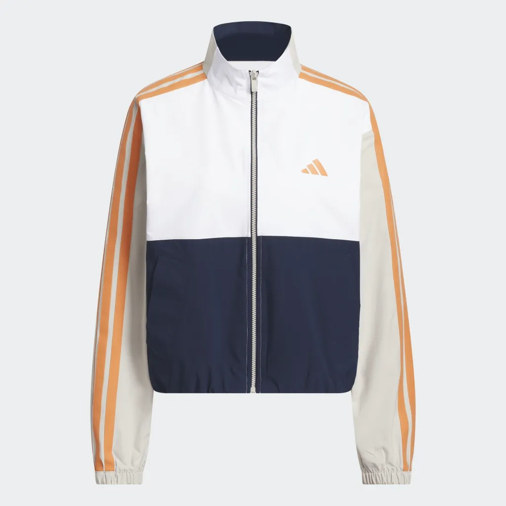 [JX6673S] Adidas Womens Golf Windbreaker | Beyond The Course Twistweave Full-Zip | Navy-White (S)