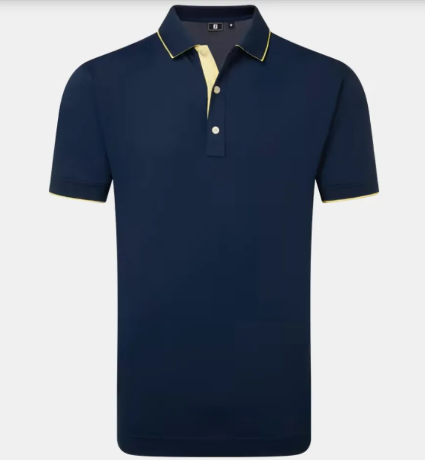 [39278-S] Footjoy Mens Golf Shirt | EU Wordmark Pique | Navy (S)