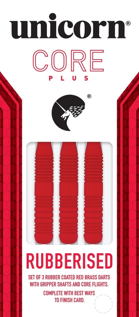 Unicorn Rubberised Darts | Core Plus Tip | Red/Steel