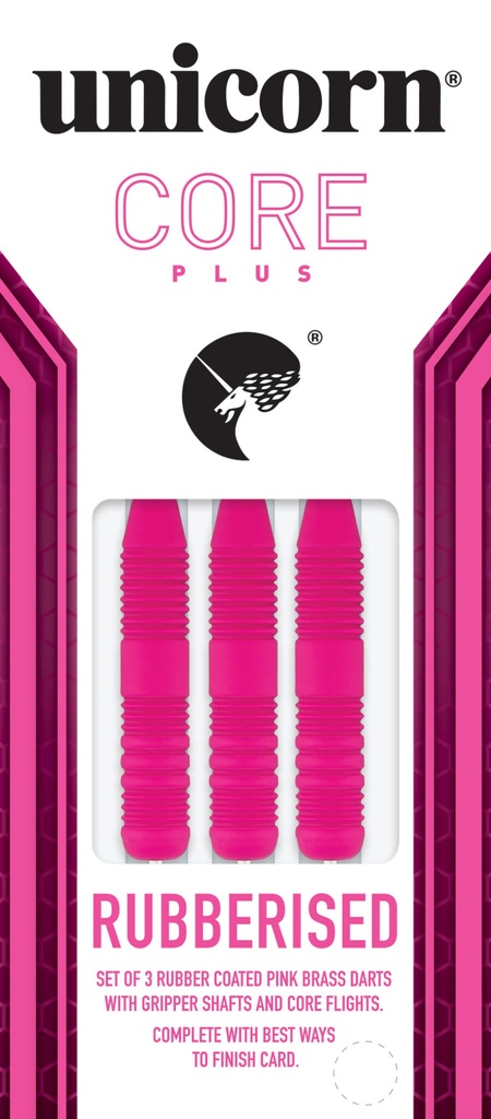 Unicorn Rubberised Darts | Core Plus Tip | Pink/Steel (20g)