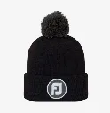Footjoy Mens Golf Beanie | Tour Pom Pom | Black-White