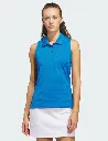 Adidas Womens Golf Shirt | Ultimate365 Jacquard Sleeveless Polo | Blue