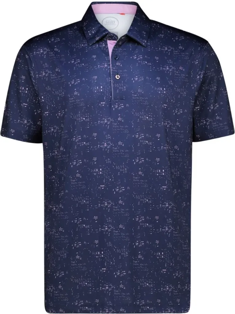 Swagg Mens Golf Shirt | Litho Dry Tech Performance | Navy-Purple