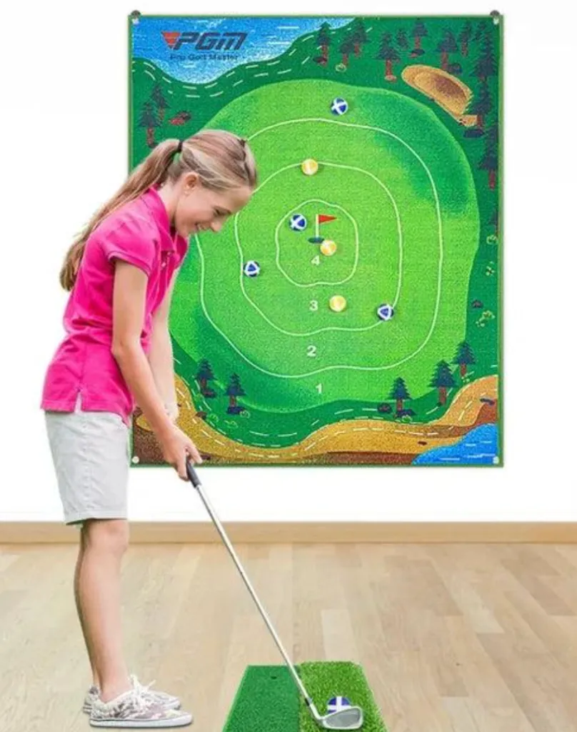 PGM Target Chipping Mat With Balls | Green-White-Blue