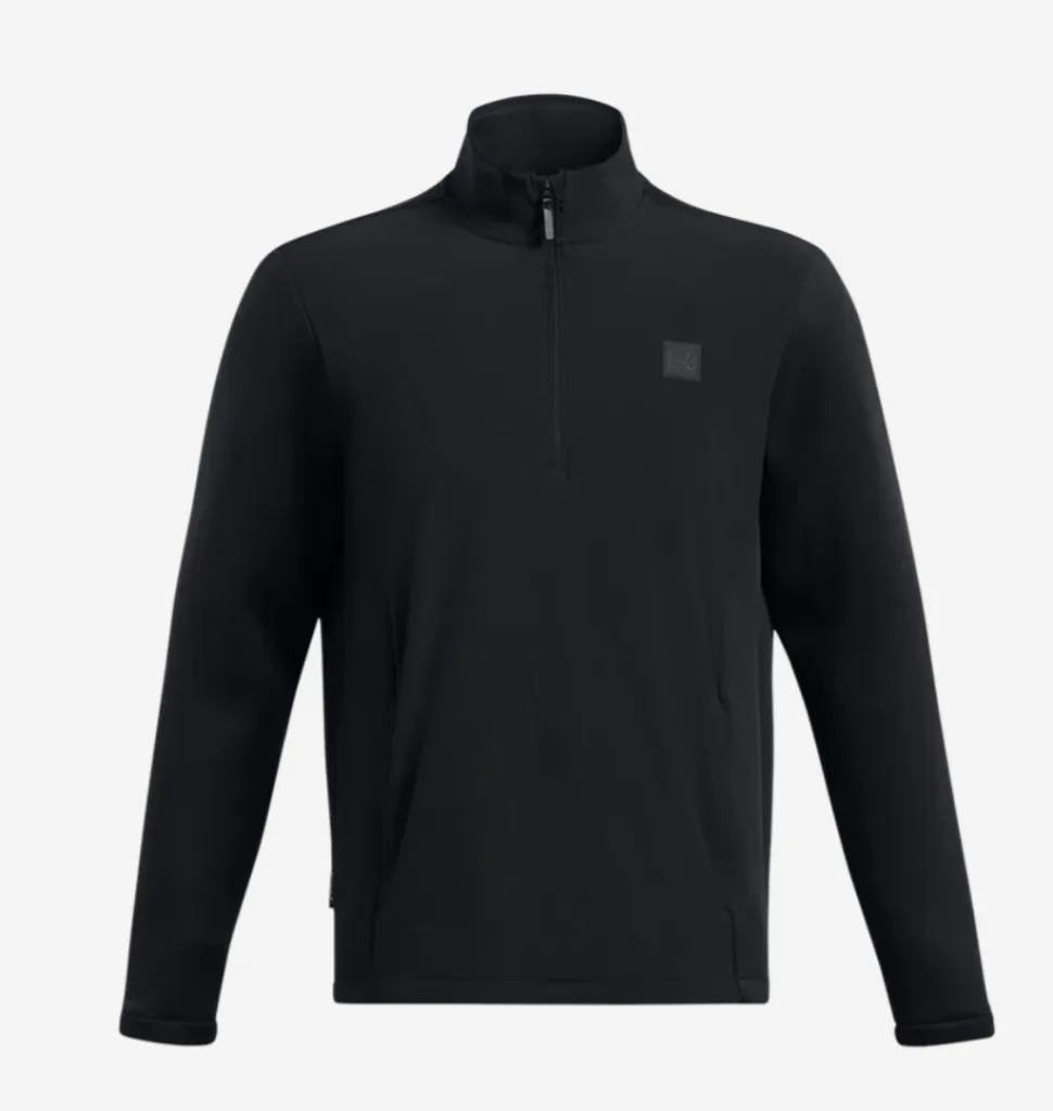 [6005666-010-SM] Under Armour Mens Golf Midlayer | Drive Pro Hybrid | Half Zip | Black (S)