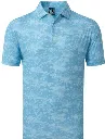 Footjoy Mens Golf Shirt | EU Camo Print Lisle | Sea Glass Blue
