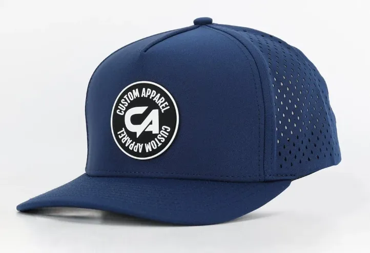 [HOS-3142] Custom Apparel Performance Peak Caps | Round Badge | Navy