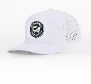 Custom Apparel Performance Peak Caps | Round Badge | White
