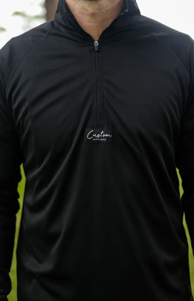 Custom Apparel Mens Golf Pullover | Quarter Zip | Black