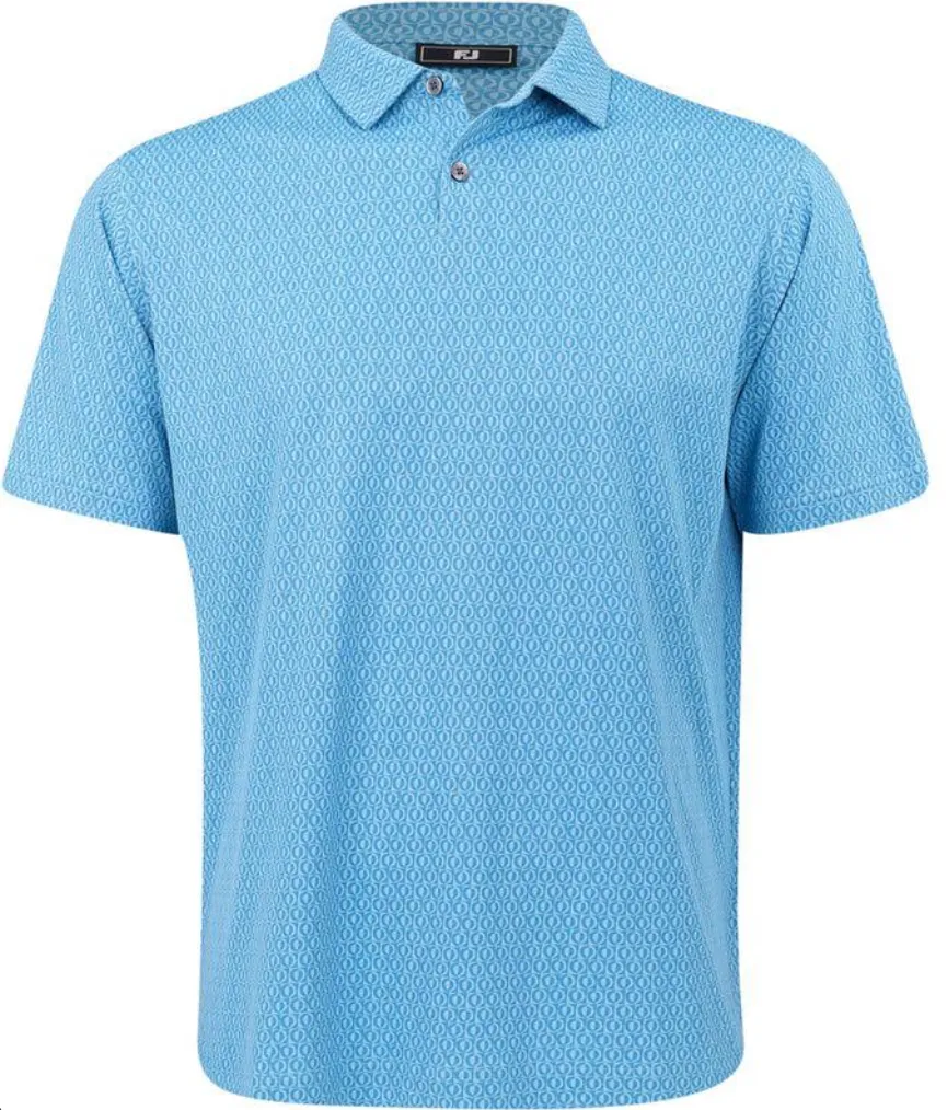 FootJoy Mens Golf Shirt | EU Modernist Geo Pique | Blue Reef-Seaglass