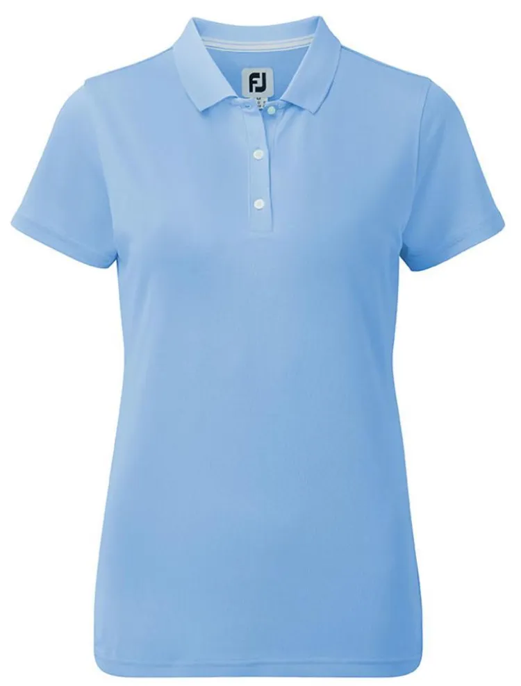 FootJoy Womens Golf Shirt | EU Stretch Pique Solid Polo | Light Blue