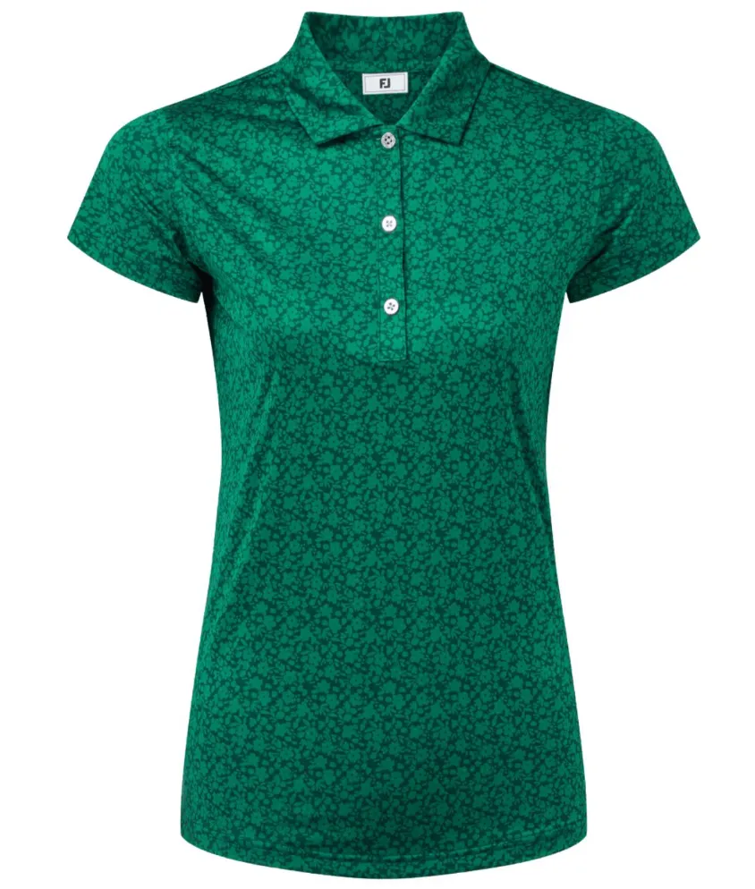 FootJoy Womens Golf Shirt | EU Cap Sleeve Lisle Polo | Field Green