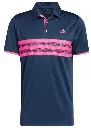 Adidas Mens Golf Shirt | Performance Textured Print Polo | Pink-Navy