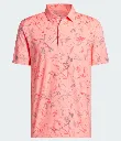Adidas Mens Golf Shirt | Ultimate Mesh Beach Print Polo | Pink