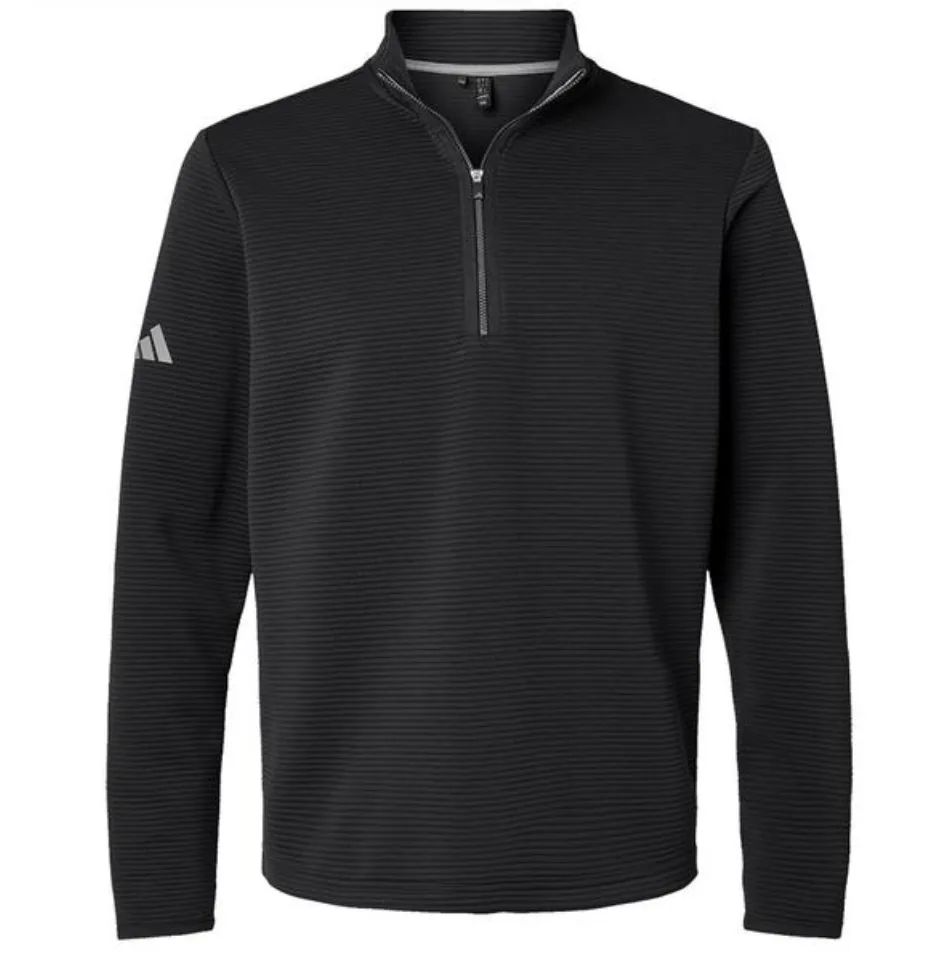 [KS5776S] Adidas Mens Golf Jacket | Performance Textured Quarter Zip | Black (S)